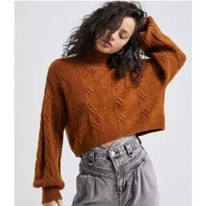 Urban Outfitters Cozy Cropped Sweater in Brown/Burnt Orange - size S
